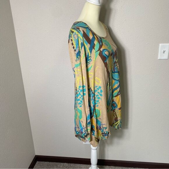 Fresh Produce Rio Long Sleeve Colorful Asymmetrical Tunic Top Women's Size M - Picture 3 of 14